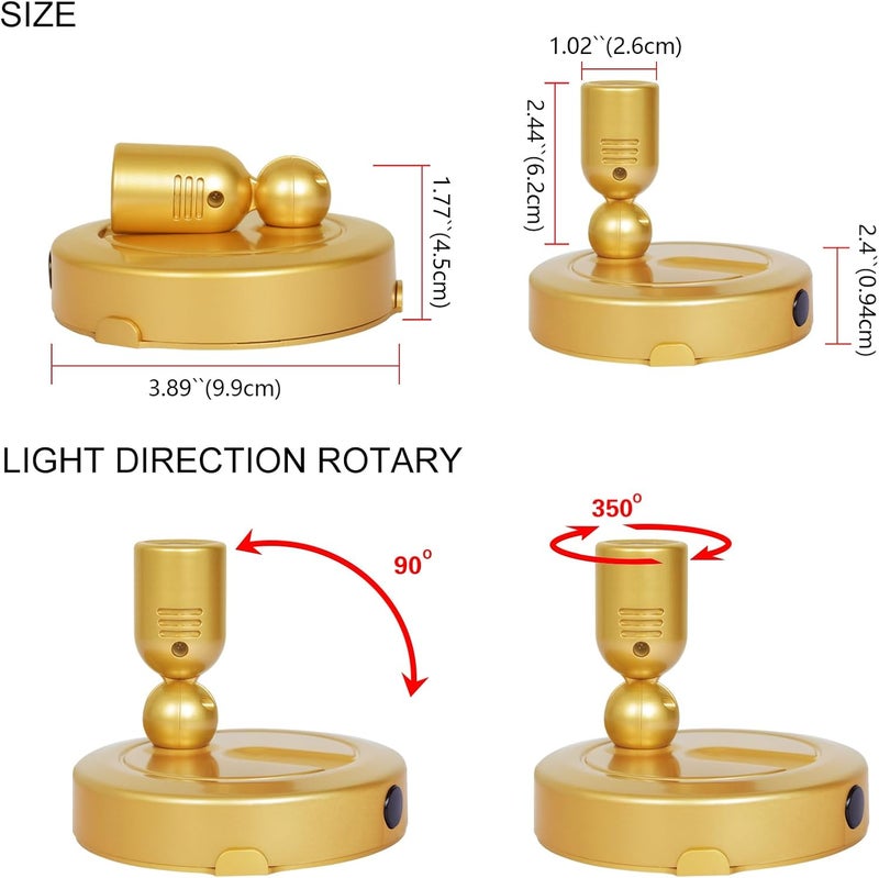 HAMVIDNE Indoor Spotlight, Battery Operated Spotlights with Remote, Picture Lights for Wall, Plant Tree Spotlight with Timer, Up Lights for Art Display Dartboard Painting Artwork Accent Frames-Gold - Image 5